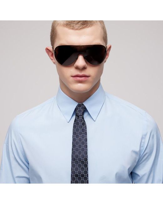 Gucci Blue Horsebit Silk Jacquard Tie for men