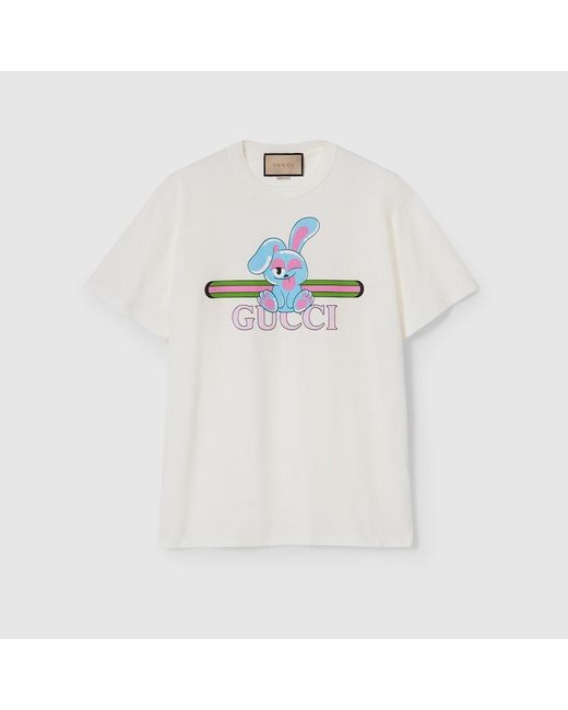 Gucci White Cotton Jersey Printed T-shirt