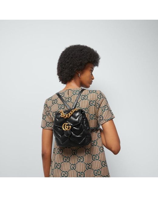 Gucci Black GG Marmont Matelassé Backpack