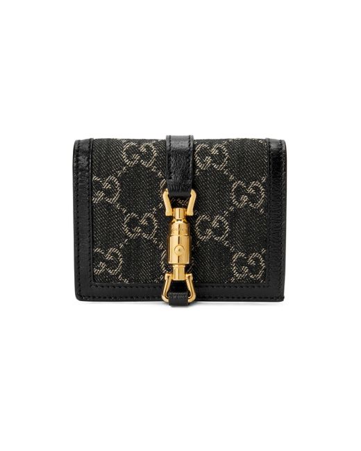 Gucci Denim Jackie 1961 Card Case Wallet in Black Lyst