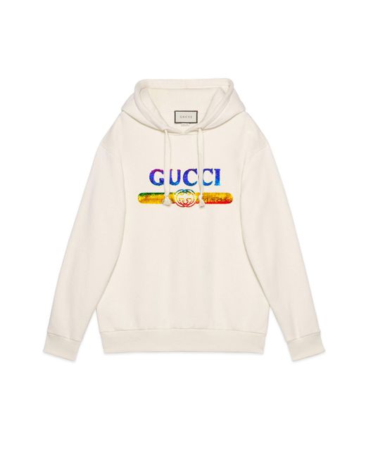 Gucci White Sweatshirt With Sequin Logo
