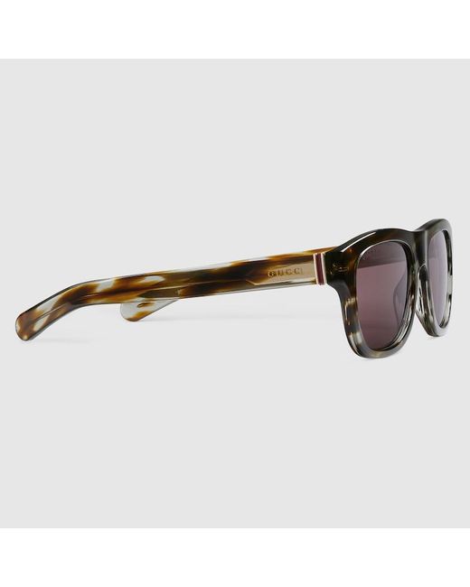Gucci Brown Oval Frame Sunglasses for men