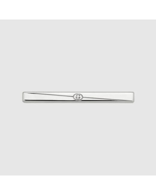 Gucci Metallic Diagonal Interlocking G Tie Bar