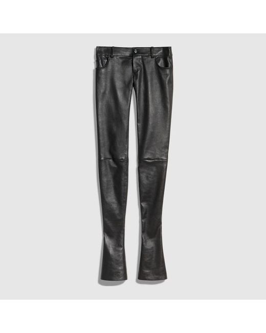 Gucci Gray Lightweight Stretch Leather Pants, Size 46 It, Ready-To-Wear