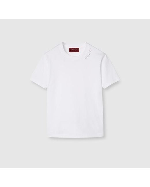 T-shirt In Jersey Di Cotone Leggero di Gucci in White