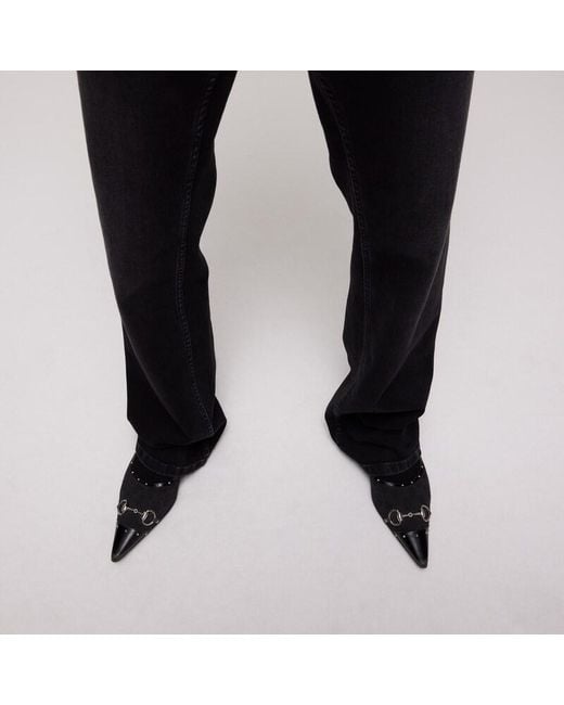 Gucci Blue Point-Toe Studded Loafer, Gg Canvas