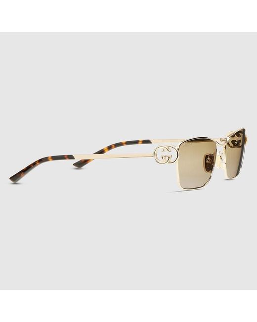 Gucci Brown Rectangular Fram Sunglasses