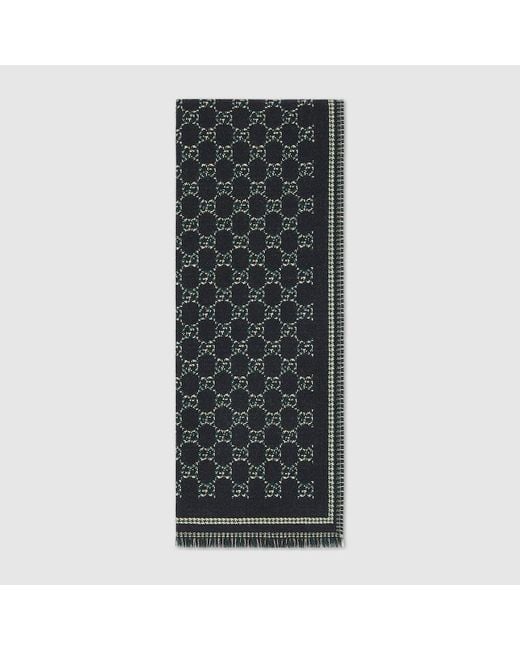 Bufanda De Jacquard De Lana Con Gg Gucci de hombre de color Gray