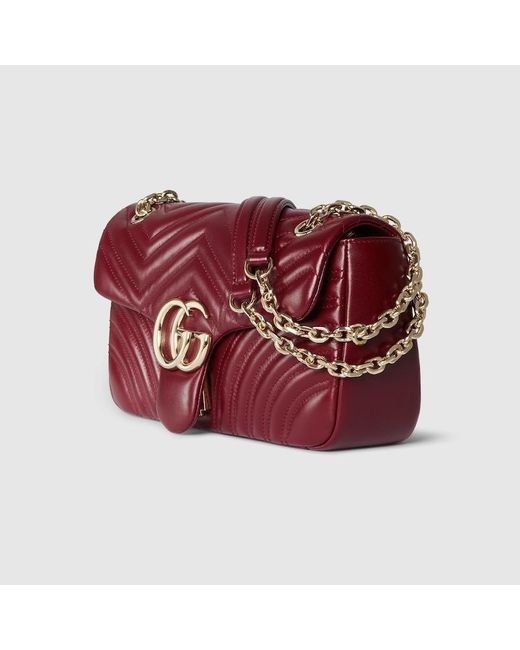 Gucci Red Gg Marmont Medium Shoulder Bag
