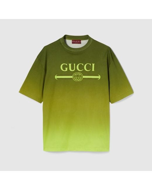 Gucci Green Technical Cotton Jersey T-Shirt With Print, Ready-To-Wear for men