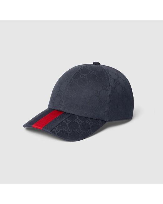 Gucci Blue Gg Cotton Baseball Hat With Web, Fabric for men