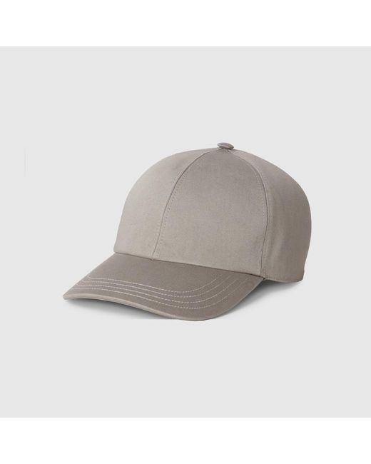 Gucci Gray Cotton Baseball Hat With Embroidery, Cotton