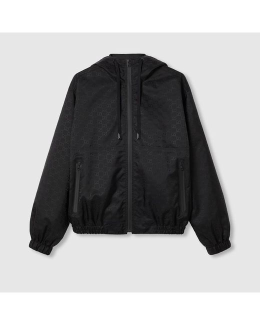Gucci Lightweight Gg Nylon Jacquard Jacket in Black for Men Lyst