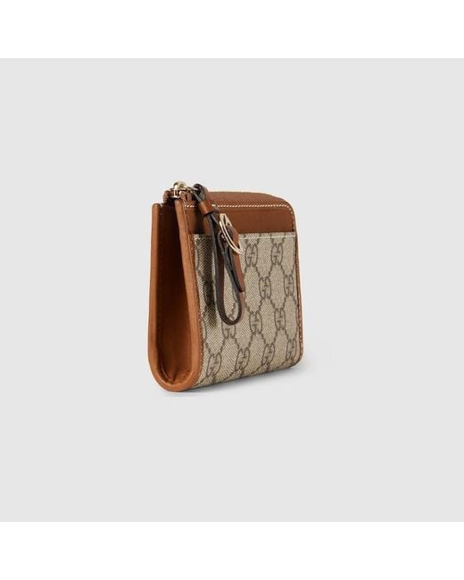 Gucci 〔Ggエンブレム〕ジップ カードケース, ベージュ, Ggキャンバス