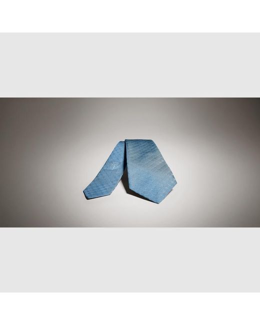Gucci Blue Interlocking G Silk Jacquard Tie, Silk for men