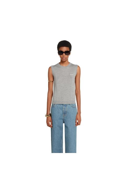 Gucci カシミアシルク スリーブレス トップ, グレー, ウェア Gray