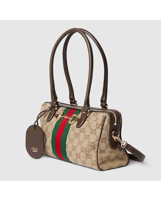Gucci Brown Borsetto Medium Boston Bag, Gg Canvas