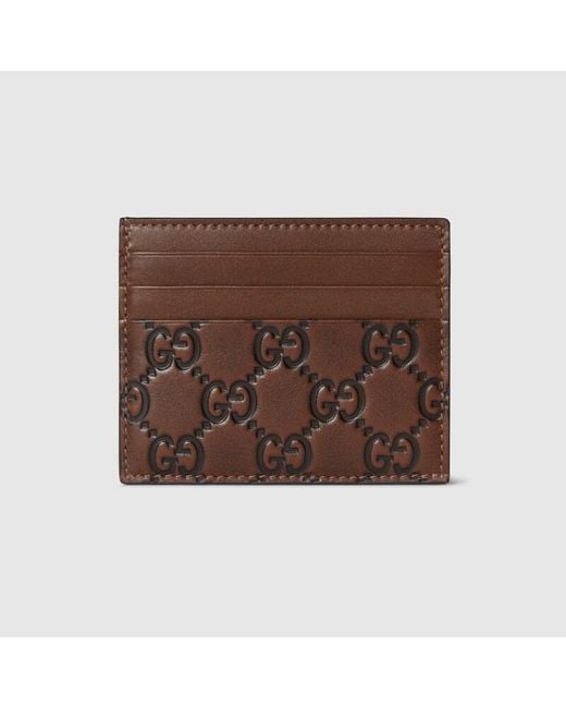 Gucci Brown Gg Emblem Card Case, Leather for men