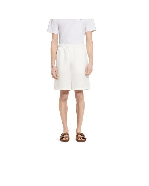 Gucci White Linen Shorts With Embossed Logo for men