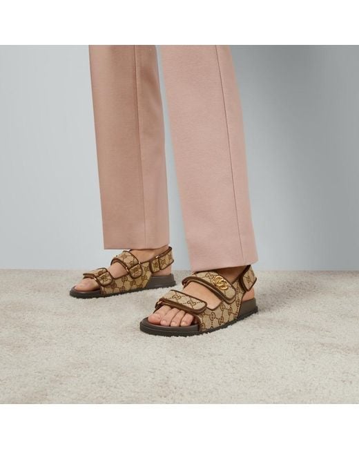 Sandalo Con Doppia G di Gucci in Brown