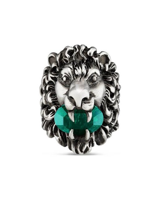 マ*ー様 GUCCI Lion Head Ring Green Crystal Gucci Lion Head Ring With Crystal in Green for Men | Lyst