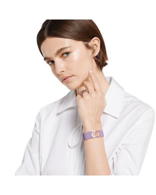 Gucci 〔グッチ インターロッキング〕ラッカー カフブレスレット, ゴールドトーン メタル Purple