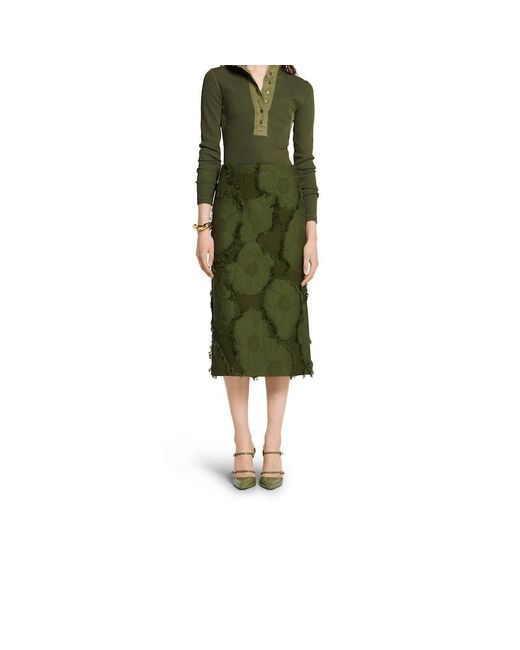 Gucci コットン ウールブレンド ミドルレングス スカート, グリーン, ウェア Green