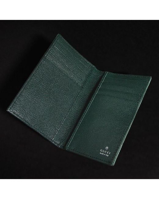 Gucci Green Essence Classic Card Case, Original Gg Fabric for men
