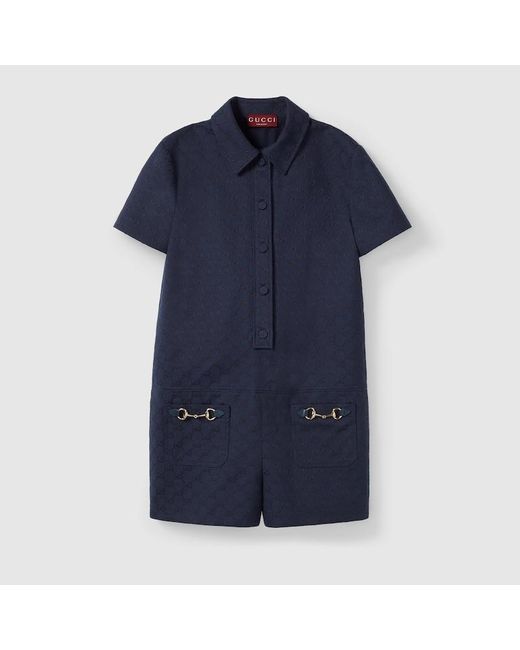 Gucci ホースビット Ggキャンバス ジャンプスーツ, ブルー, ウェア Blue