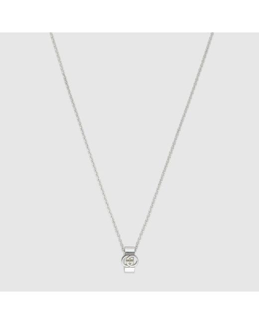 Gucci Metallic Interlocking Pendant Necklace