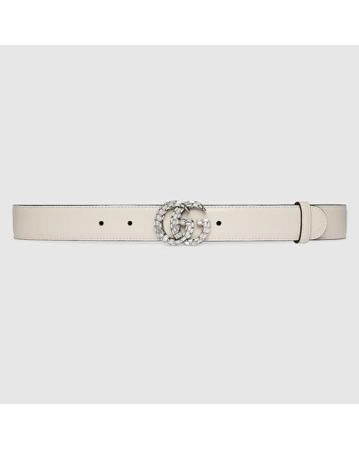 Cintura Sottile GG Marmont Con Cristalli di Gucci in Metallic