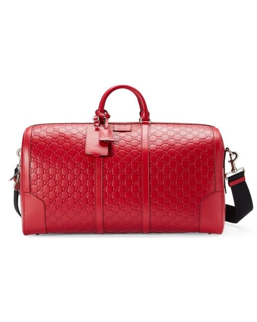 Gucci Red Signature Leather Duffle for men