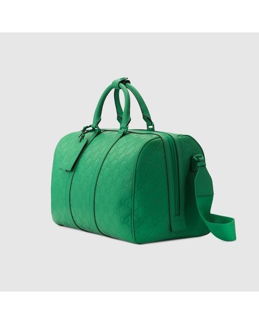 Gucci Green GG Rubber-effect Medium Duffle Bag for men