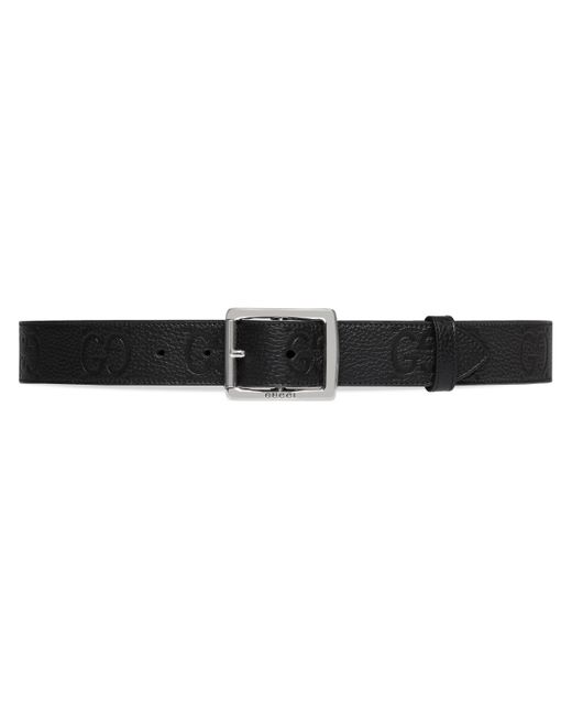 Gucci Black GG Rubber-effect Leather Belt for men