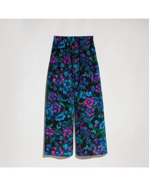 Gucci Blue Printed Silk Leisure Pants