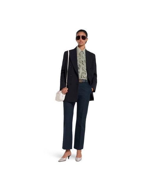 Gucci Blue Gg Cotton Gabardine Trousers