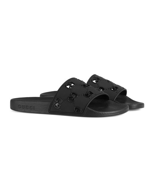 gucci mens rubber gg slides