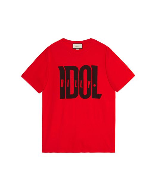 T-shirt oversize con stampa Billy Idol di Gucci in Red da Uomo