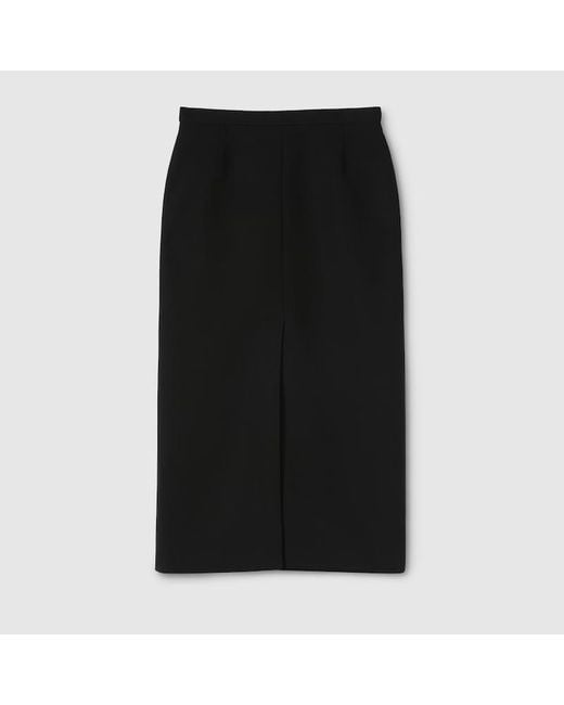 Gucci Black Wool Crêpe Skirt With Detail