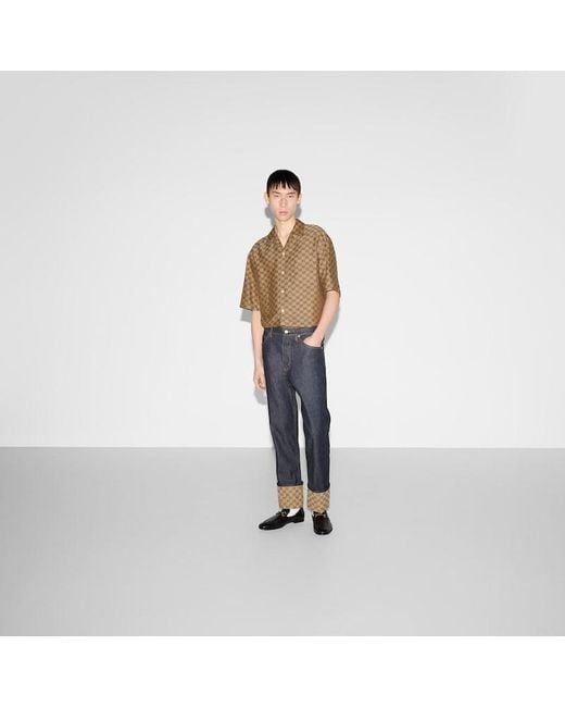 Gucci Gray Denim Pant With Cuffs for men