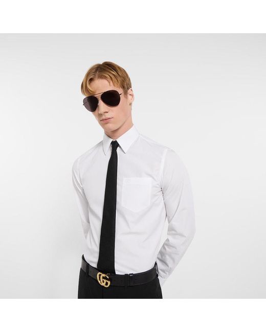 Gucci Black Gg Silk Cotton Tie for men