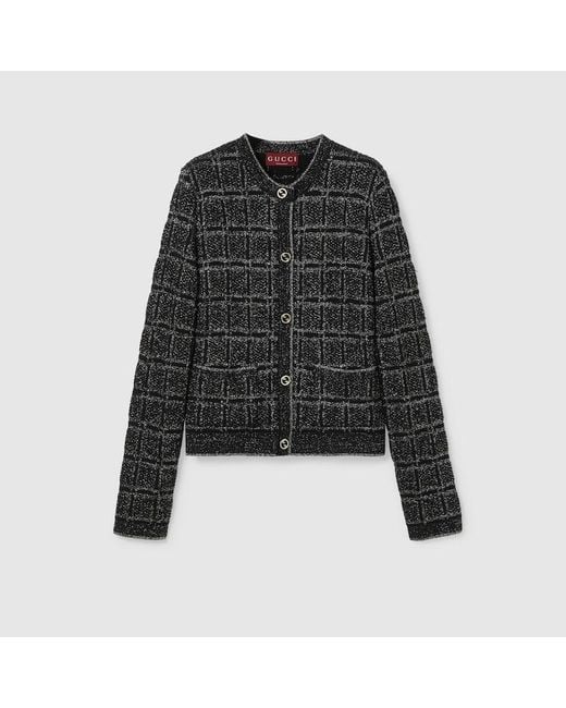 Gucci チェック カーディガン Black