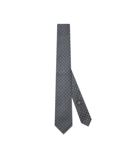 Corbata de jacquard de seda con gg Gucci de hombre de color Gray