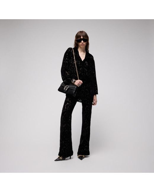 Gucci Black Floral Devoré Velour Shirt