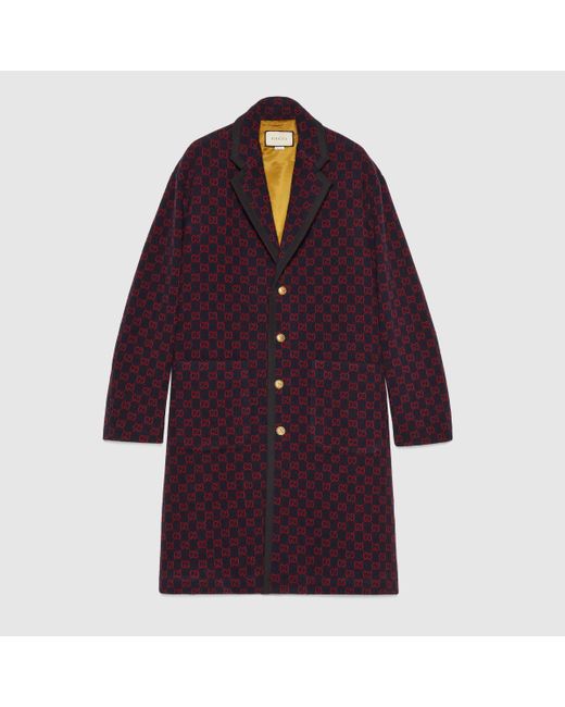 Gucci ウール グッチggウール コート カラー ブルー メンズ Lyst