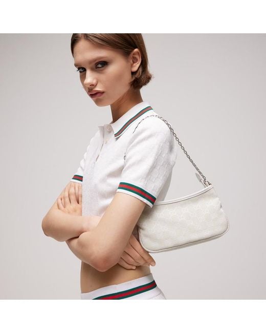 Gucci White Gossip Small Shoulder Bag, Gg Canvas