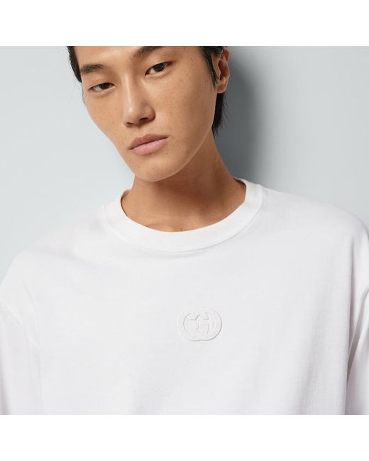 Gucci White Cotton Jersey Long-sleeved T-shirt for men