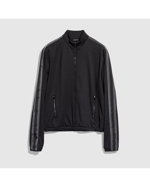 Gucci Black Cotton Jersey Zip Jacket With Muted Web for men
