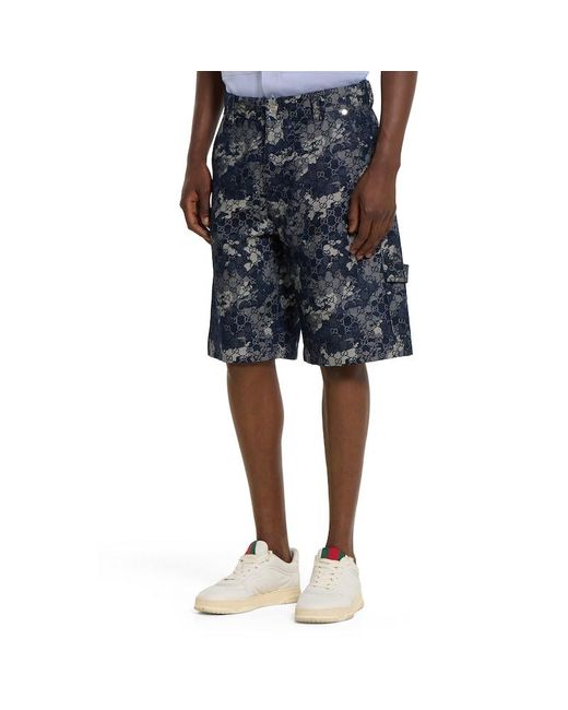 Short En Denim À Jacquard Gg, Taille Gucci pour homme en coloris Blue