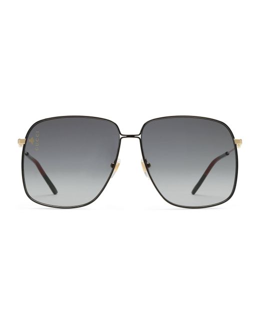 Gucci Black Sonnenbrille mit rechteckigem Rahmen aus Metall